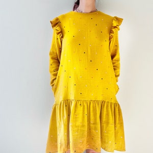 Sewing Digital Pattern - Long sleeve dress with ruffles // Cartamodello PDF Abito manica lunga con alette #THENINADRESS