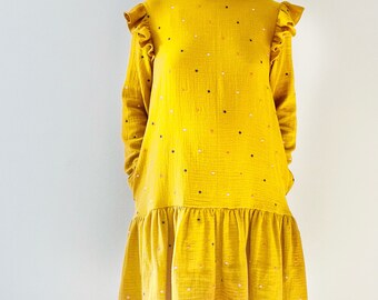 Sewing Digital Pattern - Long sleeve dress with ruffles // PDF Sewing Pattern Long sleeve dress with ruffles #THENINADRESS