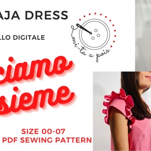 Sewing Digital Pattern Short sleeve ruffle dress // Cartamodello PDF abito manica corta con alette e gonna con balza themajadress immagine 10