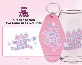 Projekt breloka motelu (ubrania, kubki itp.) | Cytat z numerem anioła „666” | SVG PNG | Modny plik do cięcia ilustracji dla Cricut i sylwetki