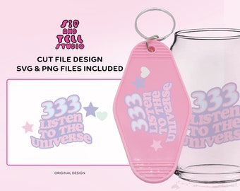 Projekt breloka motelu (ubrania, kubki itp.) | Cytat z numerem anioła „333” | SVG PNG | Modny plik do cięcia ilustracji dla Cricut i sylwetki