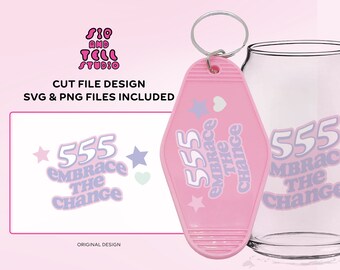 Projekt breloka motelu (ubrania, kubki itp.) | Cytaty z numerami aniołów „555” | SVG PNG | Modny plik do cięcia ilustracji dla Cricut i sylwetki