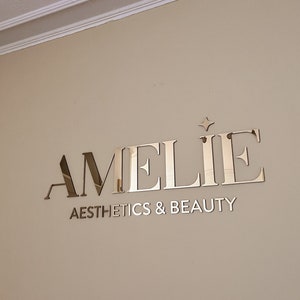 Large Business Sign for Wall , Custom Acrylic Lobby sign , Double sided tape and Template included,Easy to Install