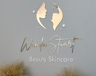 Large Custom Logo Sign for Wall with Double Sided Tape and Template.