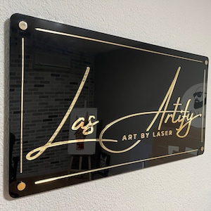 Insegna aziendale unica e personalizzata per la tua azienda con supporti/insegna con logo personalizzato/insegna da parete aziendale personalizzata/specchio dorato