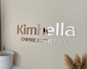 Large Custom Acrylic Salon Sign, Rose Gold Mirror, Wall Decor