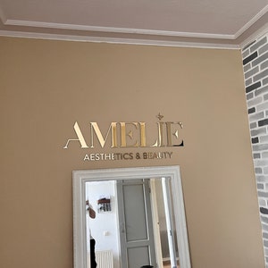 Large Business Sign for Wall , Custom Acrylic Lobby sign , Double sided tape and Template included,Easy to Install zdjęcie 3