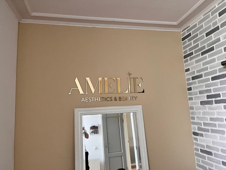 Large Business Sign for Wall , Custom Acrylic Lobby sign , Double sided tape and Template included,Easy to Install zdjęcie 3