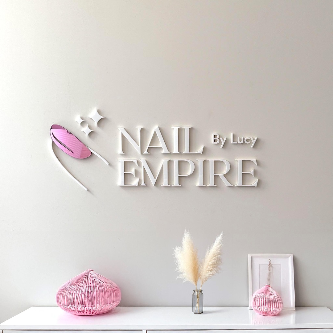 Pink and White 3D Large Wall Sign, Custom Salon Wall Signage, Easy to ...
