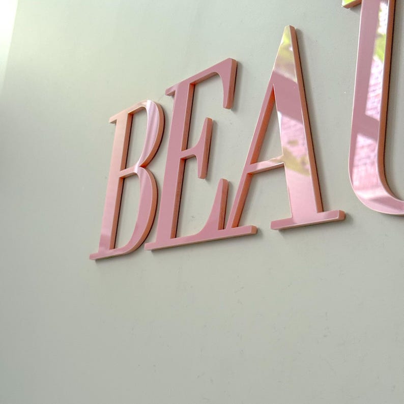 Pastel Pink 3D Acrylic Wall Sign | Custom Logo Sign | Glossy, Mirror ...