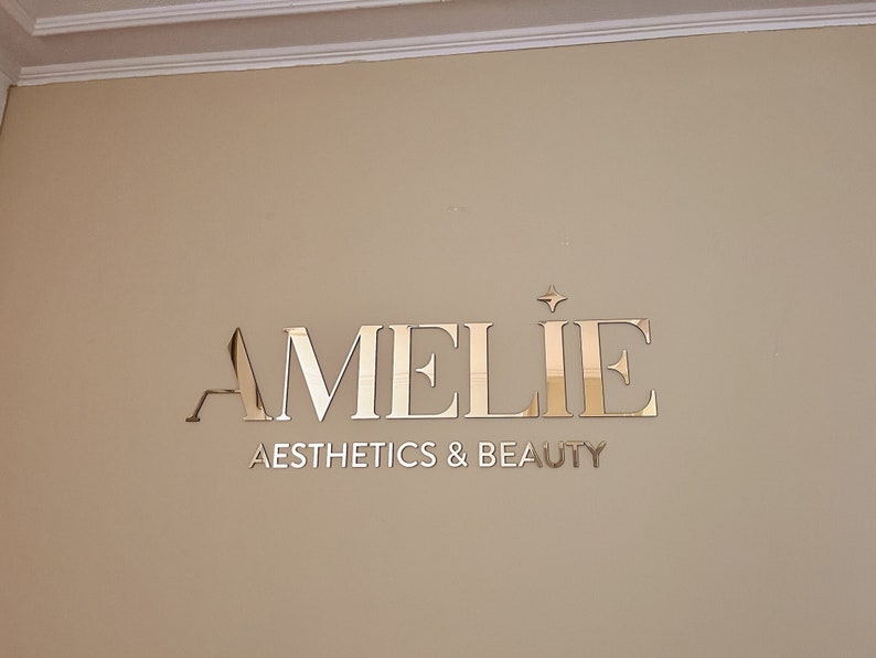 Large Business Sign for Wall , Custom Acrylic Lobby sign , Double sided tape and Template included,Easy to Install zdjęcie 4