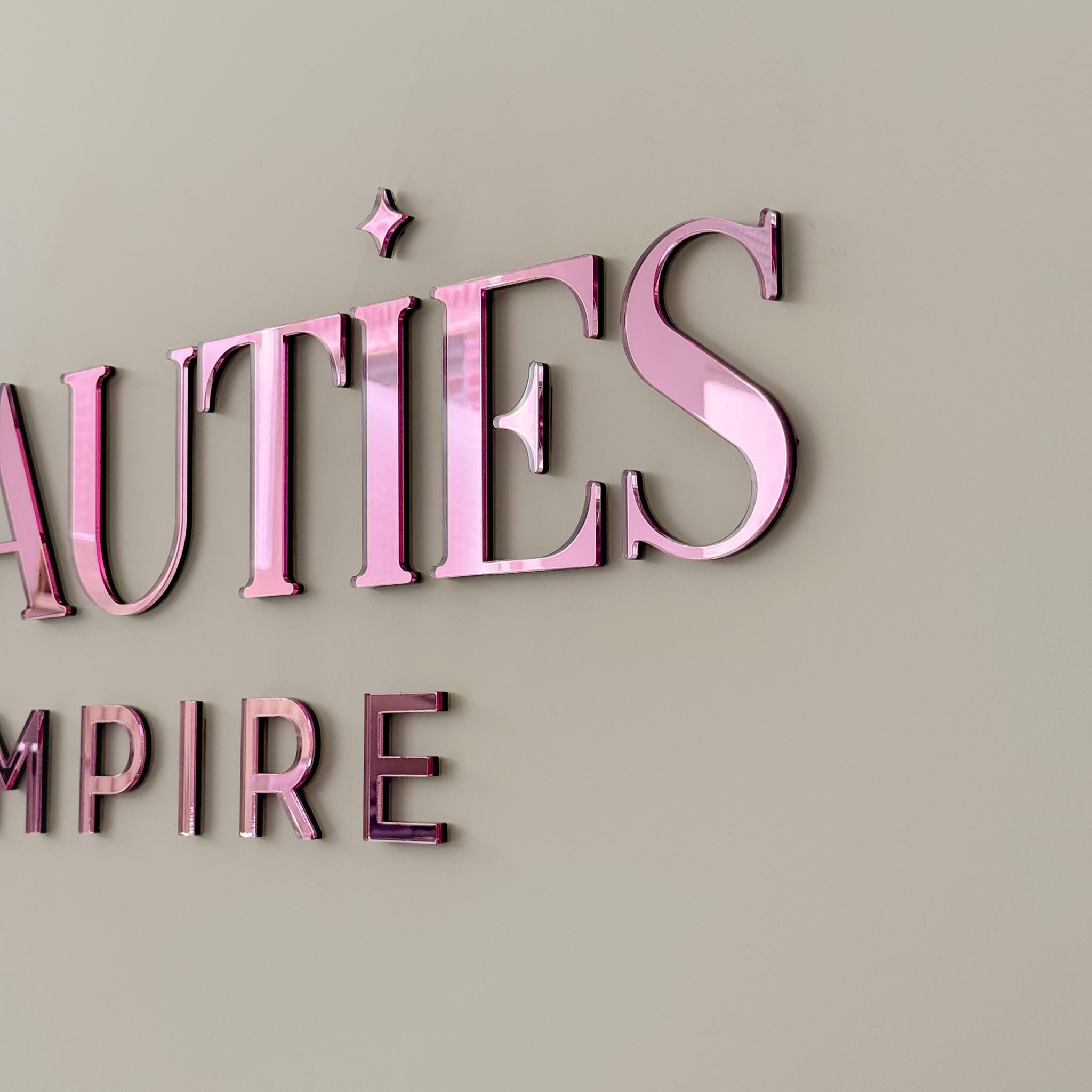 Custom Pink Mirror Acrylic Logo Sign | 3D Layered Business Wall Decor ...