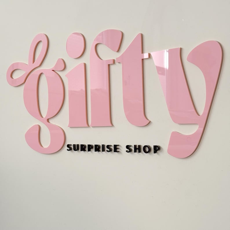 Pastel Pink 3D Acrylic Wall Sign: Custom Logo Decor for Salons. - Etsy