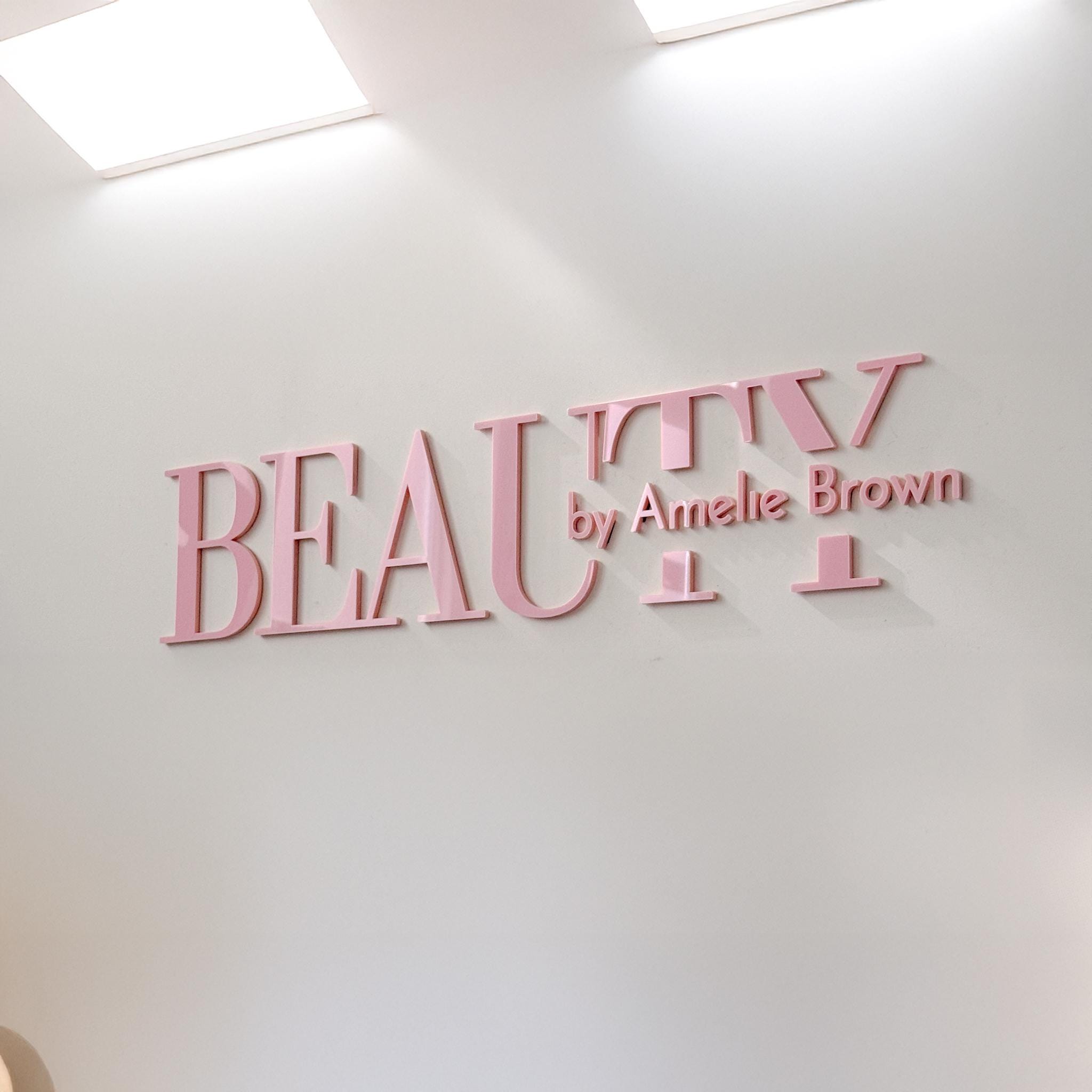 Pastel Pink 3D Acrylic Wall Sign | Custom Logo Sign | Glossy, Mirror ...