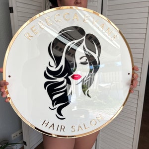 Personalized Round Hair Salon Acrylic Business Sign With - Etsy