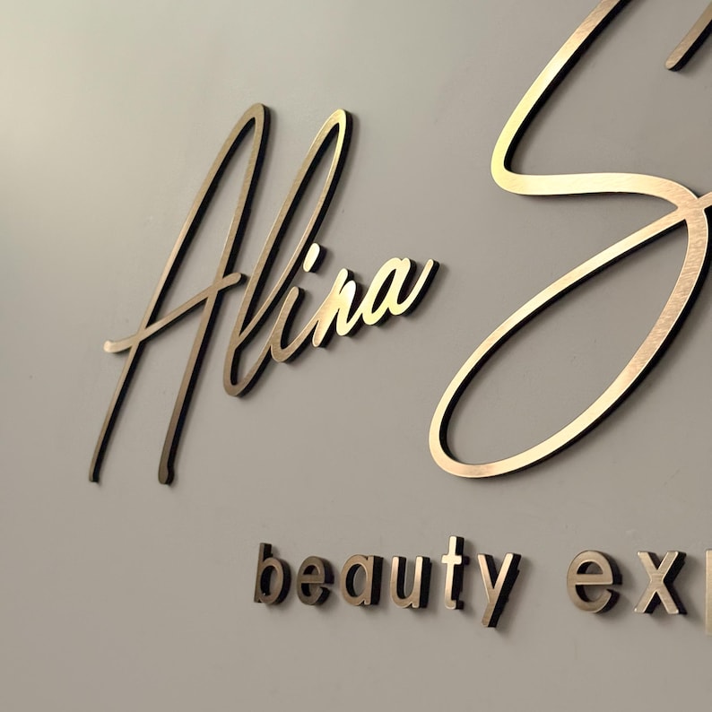 Gold 3D Letters for Wall, Custom Business Name Sign - Etsy