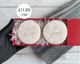 Set of 2, 13th Lace Anniversary Biscuits Gift Set