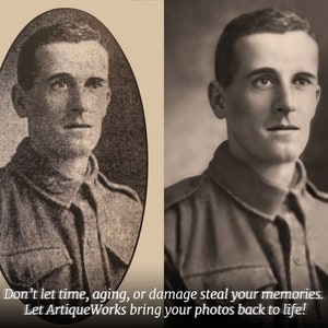 Before-and-after comparison of a restored vintage photo, showing handcrafted color improvement and detail repair. Master-Level Photo Restoration Service! Vintage Photo Editing, Restore Old Pictures, Remove Blur, Photo Repair, Fix Damage, Improve Quality