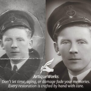 Before-and-after examples of expert photo restoration, enhancement, and colorization — restoring old photos, repairing damage, improving photo quality, and showcasing advanced photo repair.