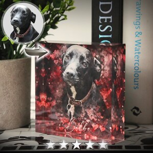 Freestanding Acrylic Prism Block, Customised Pet Artwork from your Photo, Dog Portrait, Personalised Gift Idea, 4x4”, Pet Lovers, Memorial
