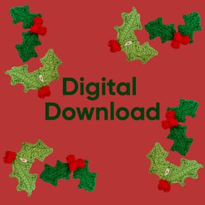Holly Leaf and Berries-Digital Download. US Crochet Terms.