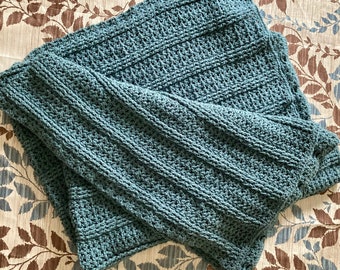 Comfy Sweater Afghan/Crochet Blanket/Blue