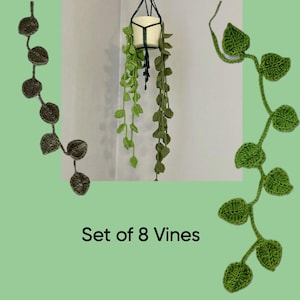 Crochet Vines (set of 8). Please specify Bright Green, or Dusky Olive.  Custom, may take up to 7 days to ship. 23&quot;-30&quot;.