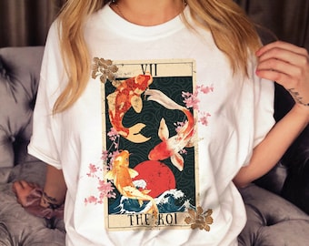 koi fish shirt japanese art,tarot cards shirt koi fish,witchy gifts shirt yin yang,chinese calligraphy koi fish,chinese calligraphy koi fish