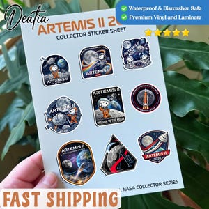 9 stks NASA Artemis II Mission Patch Sticker Sticker, waterdichte vinylstickers voor laptop auto bidon koffer