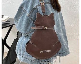 Cute Cat Design Double Laminated Flap Women's Fashionable One-shoulder  Cross-body Small Square Bag