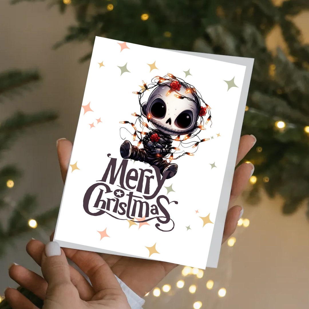 Printable Goth Doll Christmas Card Tangled