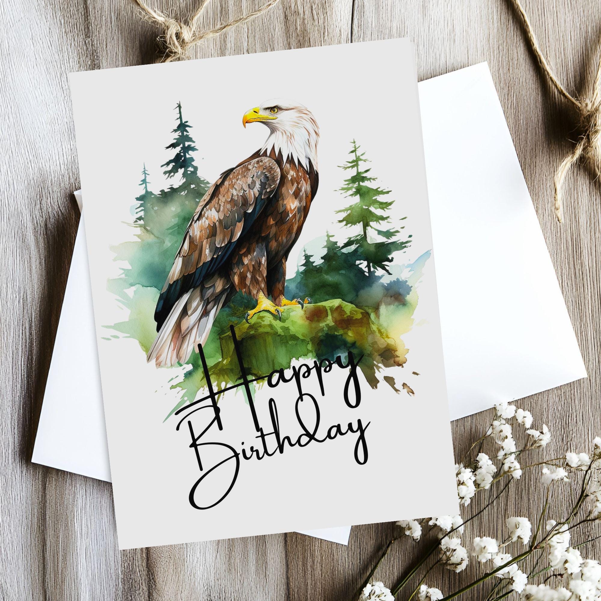Printable Eagle Birthday Card | 5x7 Forest Landscape Print | Instant ...