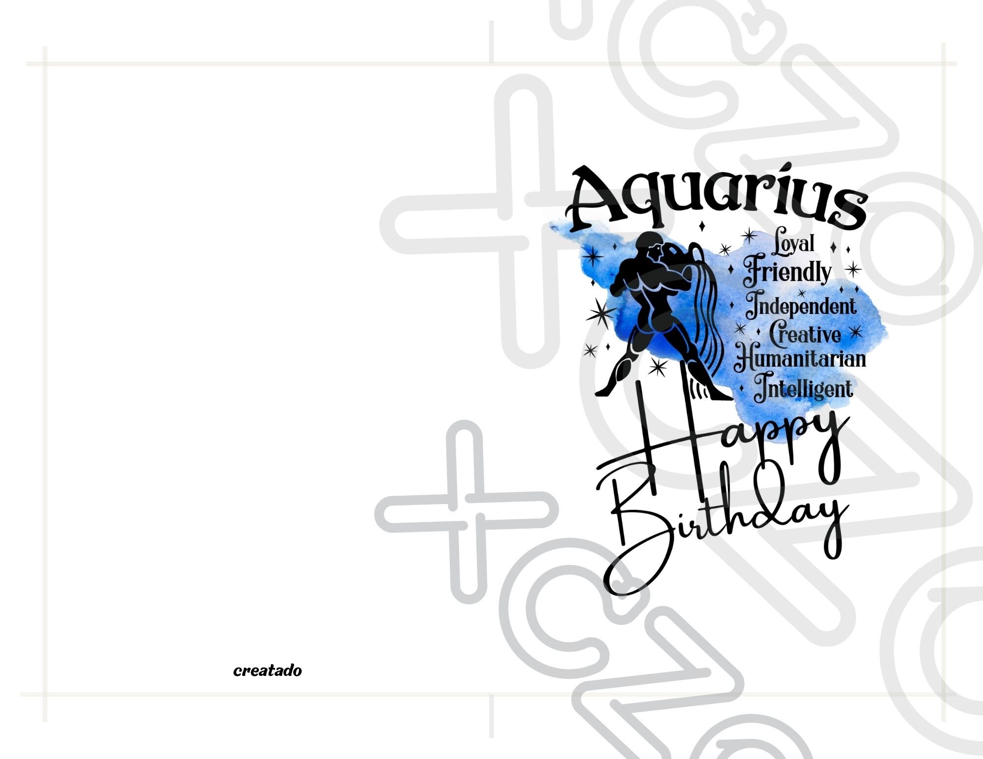 Printable Aquarius Birthday Card. Zodiac Sign Gift Aquarius - Etsy