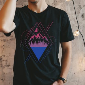 Subtle Bisexual Shirt Nature Subtle Bi Pride Shirt Mountain Bisexual T-Shirt Discreet Pride Bisexual Outfit Pride Subtle Clothing Bi Gift