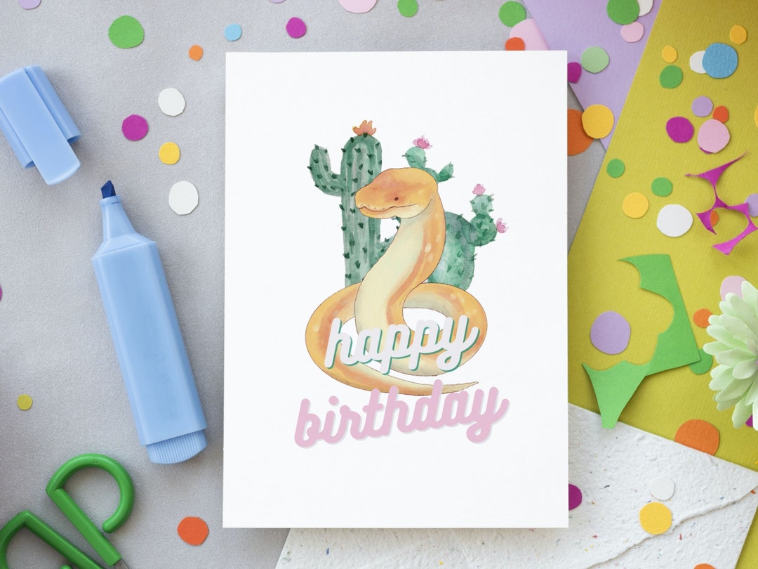 Printable Snake Birthday Card. Gift for Kids Birthday. 5x7 - Etsy