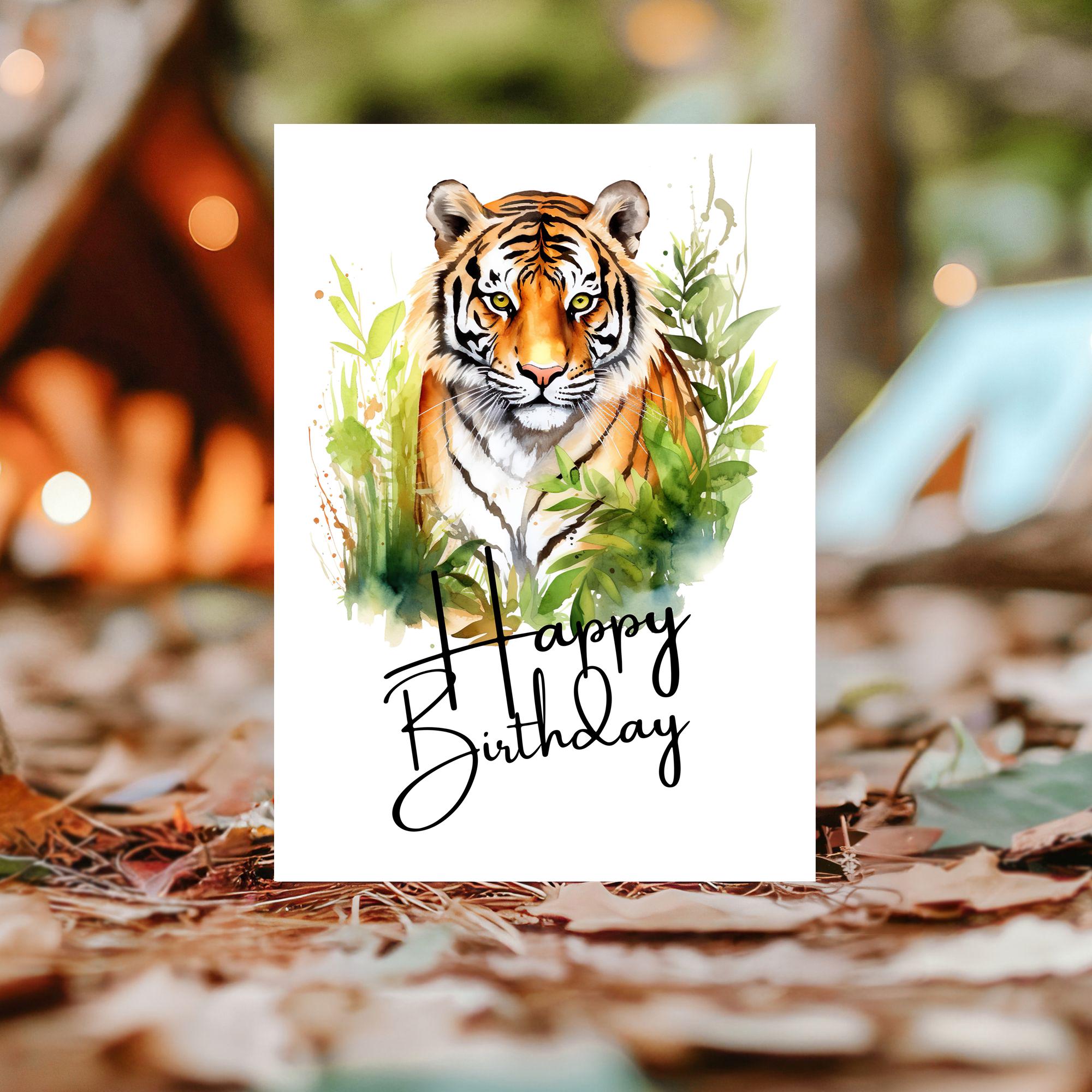 Carte De Vœux Vierge Avec Tigre Du Bengale - 144x148 Mm - Enveloppe Incluse - Cadeau Anniversaire, Fête