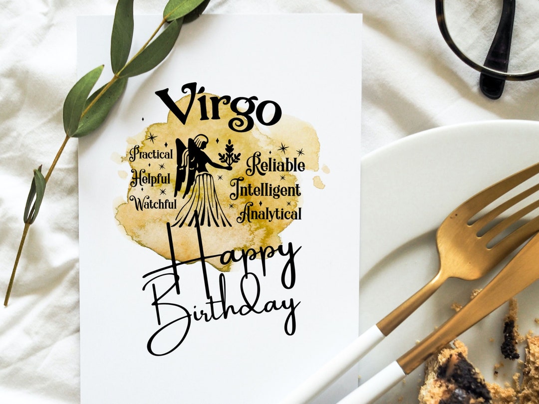 Printable Virgo Birthday Card. Zodiac Sign Virgo Birthday Gift - Etsy
