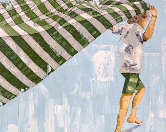 Junge mit Handtuch Ölgemälde Original Impasto: Kinder Kunstwerk (40 x 60 cm)