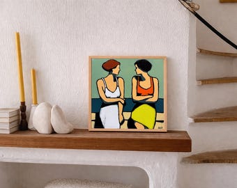 Galantines Day Originalgemälde 2 Frau Bild 30 x 30 cm von Artofeggio