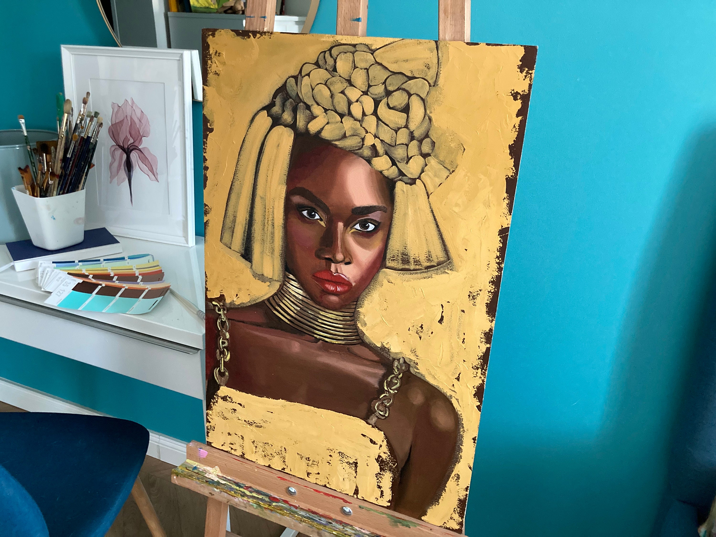 African American Woman Oil Painting Original Art Portrait Black ...