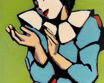 Original handgemaltes figuratives Acrylgemälde auf Leinwand | Zeitgenössische Pop Art Wanddekoration, kleines Sammler Kunstwerk