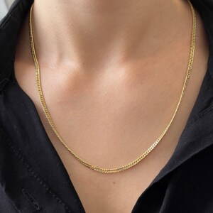 14K Gold Cuban chain Necklace/Gold 2.9mm 23&quot; Chain Necklace/Real Gold/ Jewelry gifts for men-women