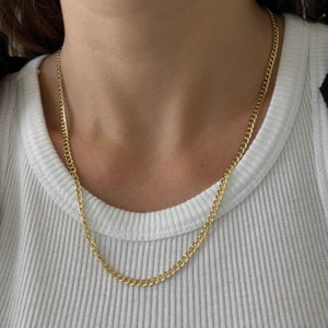 14K Gold Curb chain Necklace/14k Gold 3.2mm 20&quot; Curb chain necklace/Jewelry for women-men