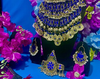 afghan blue jewelry set