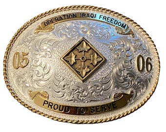 Montana Silversmiths Belt Buckle Silver Gold Operation Iraqi Freedom Military