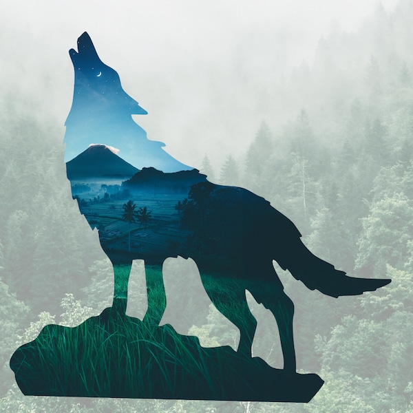 Digital Howling Wolf Graphic: PNG Digital Download for use on T-Shirts, Mugs, Hoodies, etc. - The Ultimate Gift for Wolf Lovers