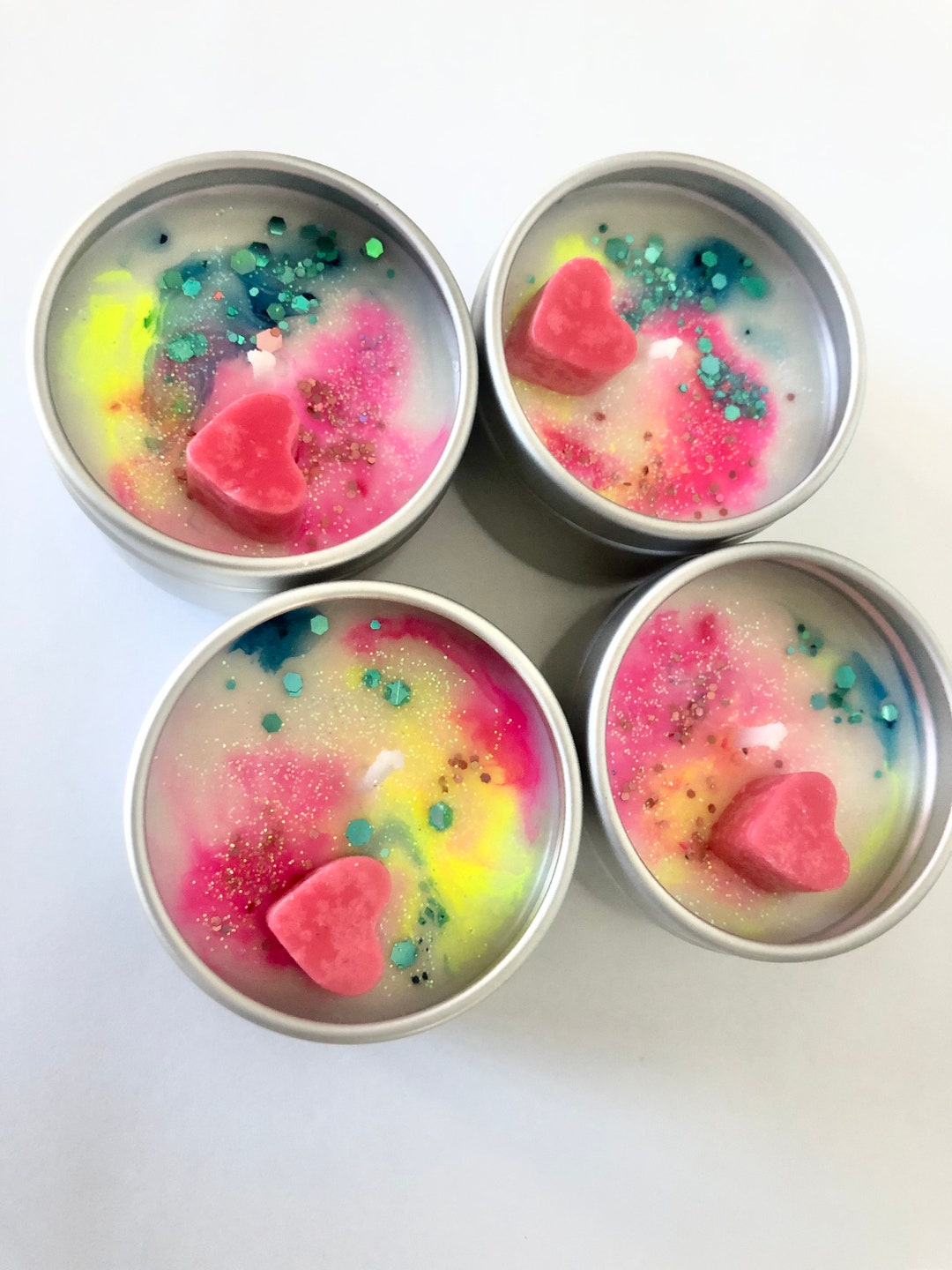 Valentine's Day Candles 4 Pack Tye Dye Soy Candles Gift Etsy