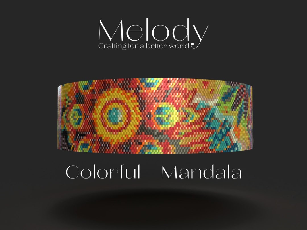 Colorful Mandala Abstract Bracelet Pattern, Hippie Peyote Cuff (PDF