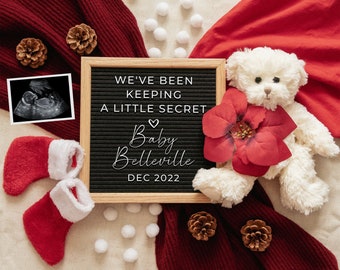 Christmas Digital Pregnancy Announcement | Letter Board Pregnant | Gender Neutral Pregnancy Reveal | Christmas Gift for Husband Grandparent