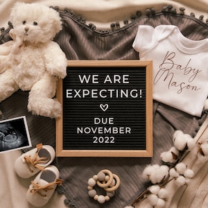 Pregnant Announcement Ultrasound & Sonogram | Letter Board Digital Pregnancy Announcement Bear | Gender Neutral Pregnancy Announcement